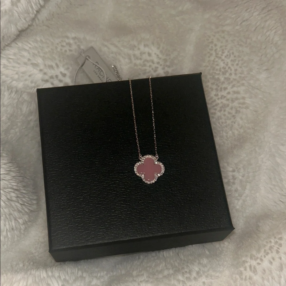 Sterling silver Pink Clover Pendant Necklace